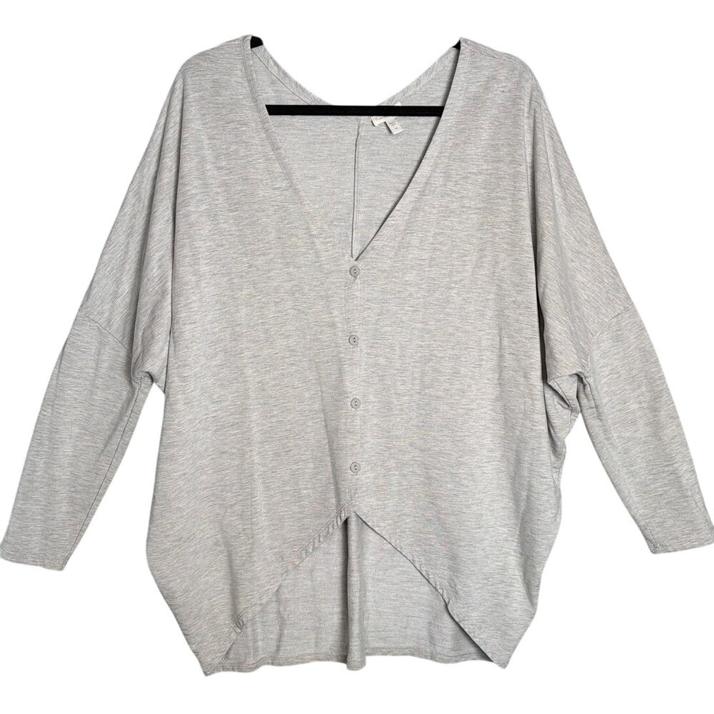 Garnet Hill Jersey Knit Dolman Sleeve Cardigan Sweater Oatmeal Heather Size M